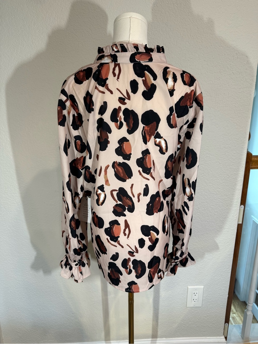 Eloquii Leopard-Print Ruffle Button Blouse - Picture 2 of 9
